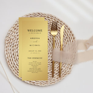 Modern Simple Gradient Gold & Black Wedding Program