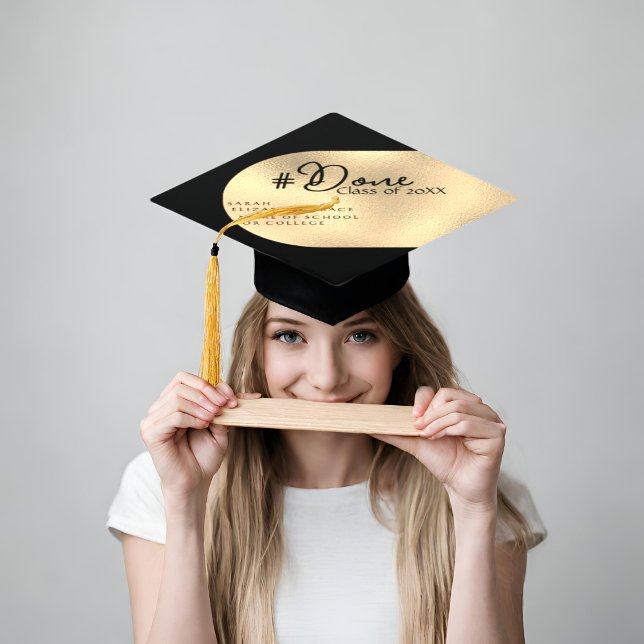 Modern Simple Graduate Name Class Year & School  Graduation Cap Topper (Creator Uploaded)
