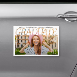 Modern Simple Graduate Photo Graduation Car Magnet