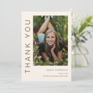 Modern Simple Graduate Photo Graduation  Thank You Card