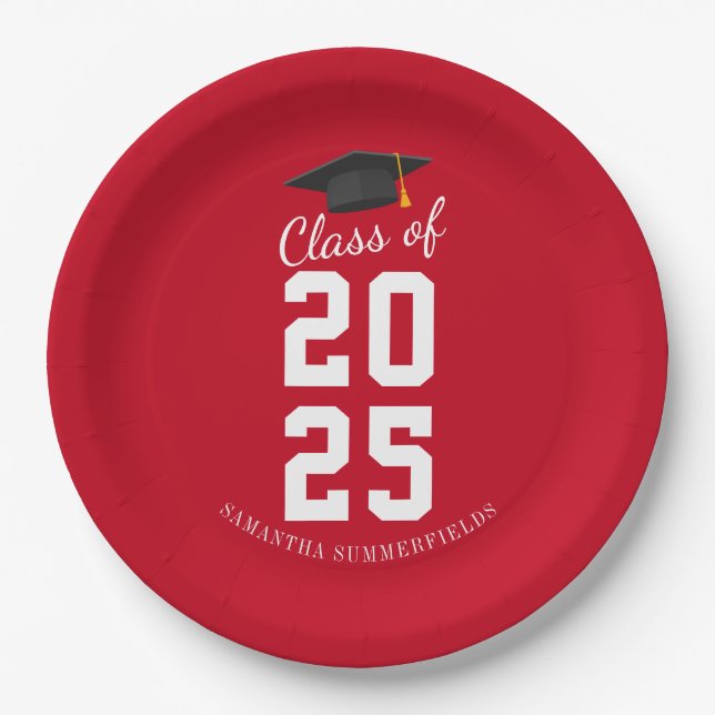 Modern Simple Graduation 2025 Grad Party Paper Plates (Front)
