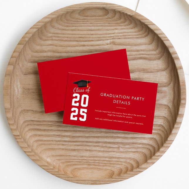 Modern Simple Graduation 2025 Party Enclosure Card (Graduation 2025 Enclosure Card Red)