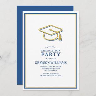 Modern Simple Graduation Cap Grad Party Invitation