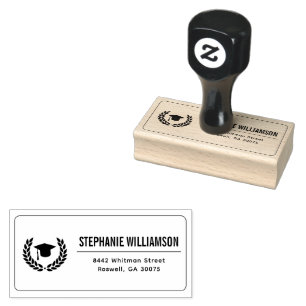 Modern Simple Graduation Graduate Return Address Rubber Stamp