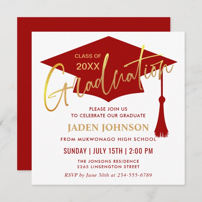 Modern Simple Graduation Party Invitation (Front/Back)