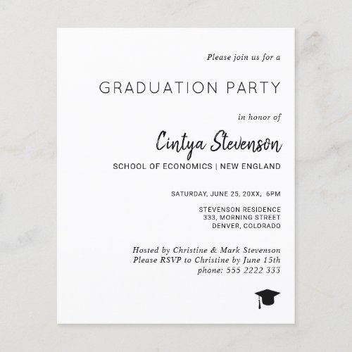 Modern simple graduation party invitation flyer