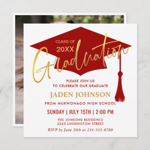 Modern Simple Graduation Party Photo Invitation
