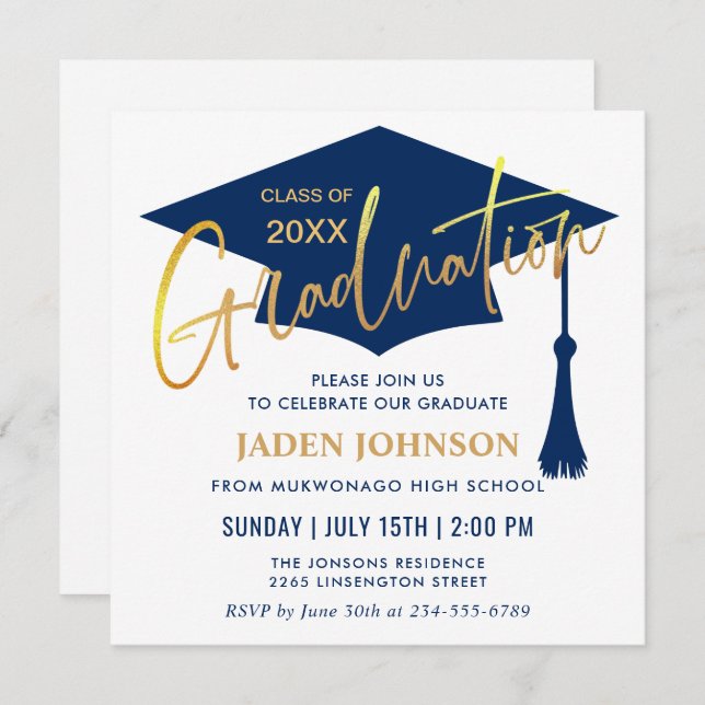 Modern Simple Graduation Party QR code Invitation (Front/Back)