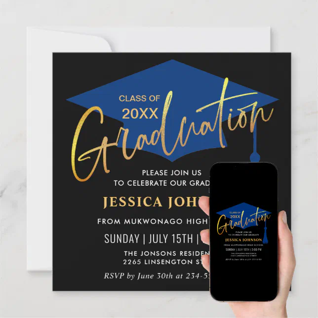 Modern Simple Graduation Party QR code Invitation | Zazzle