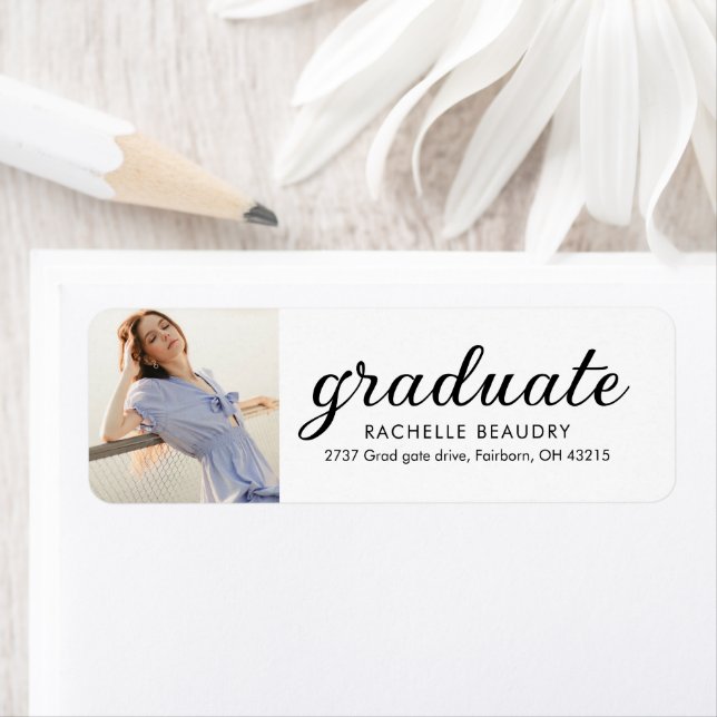 Modern Simple Graduation Photo Address Label (Insitu)