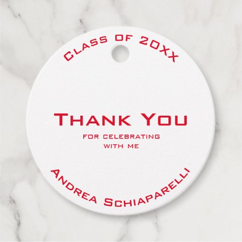 Modern Simple Graduation Red Thank You Favor Tags