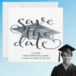 Modern Simple Graduation Save The Date<br><div class="desc">Congratulations graduate on your upcoming graduation event! Job well done! Gray and silver toned watercolor graduation cap with modern gray script typography. Eye catching design to share the good news with your friends and family that it is time to save the date! Great for high school, university, college, grad schools,...</div>