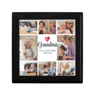Modern Simple Grandma Heart 8 Photo Collage Custom Gift Box