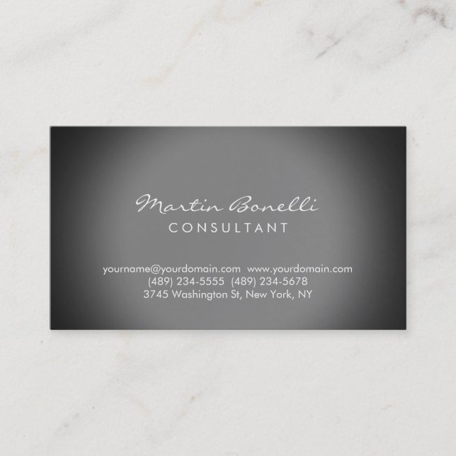 Modern Simple Gray Consultant Business Card (Front)