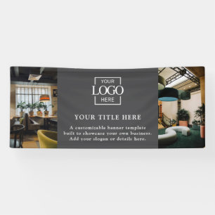 Modern Simple Gray Custom Business Logo & Photo Banner