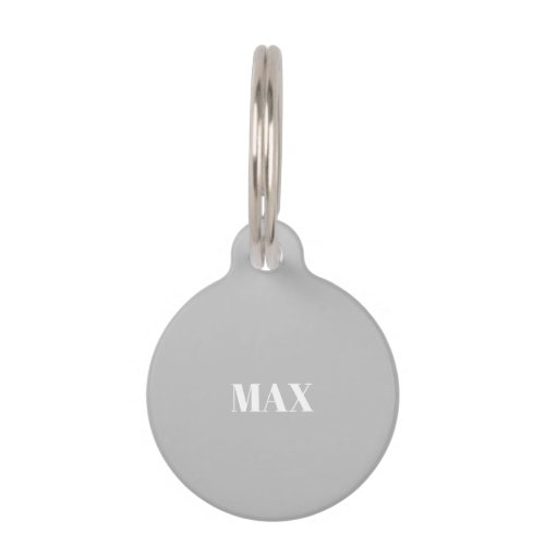 Modern simple gray custom dog Name contact info  Pet ID Tag