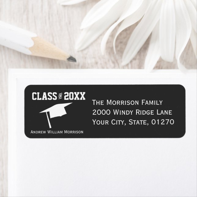 Modern Simple Gray Graduation Cap Class of 20XX Label (Insitu)