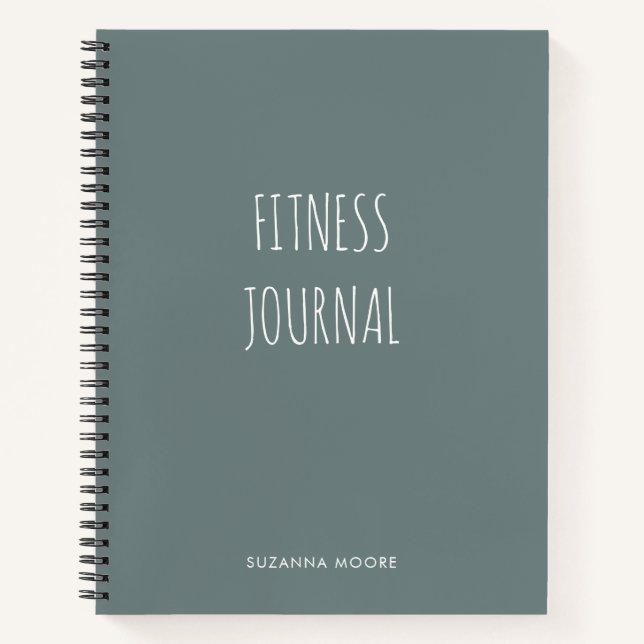 Modern Simple Gray Gym Workout Health Fitness Notebook (Front)