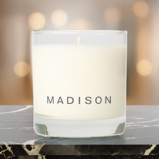 Modern Simple Gray Monogram Scented Candle
