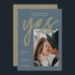 Modern Simple Gray Olive Big Script Photo Wedding Save The Date<br><div class="desc">A modern Save the Date Card with a unique color palette with gray and olive green, featuring big bold Calligraphy Script for Yes and your image of choice. All colors of this Photo Save the Date Template can be changed! A unique but affordable Save the Date Invitation for modern couples....</div>