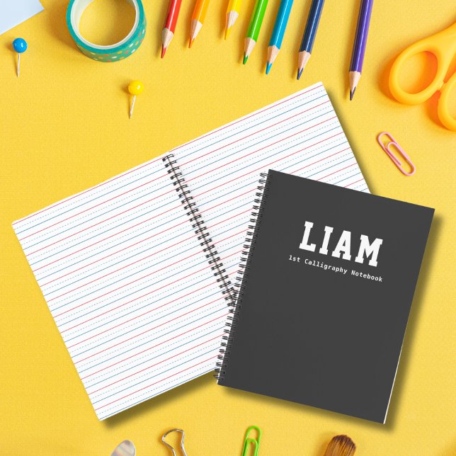 Modern Simple Gray Personalized Kids Calligraphy Notebook (Creator Uploaded)