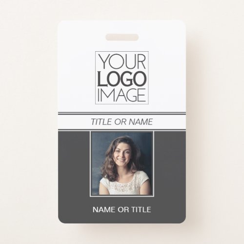 Modern Simple Gray Photo Professional Name Tag Badge