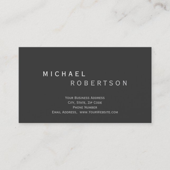 Modern Simple Gray Standard Size Business Card (Front)