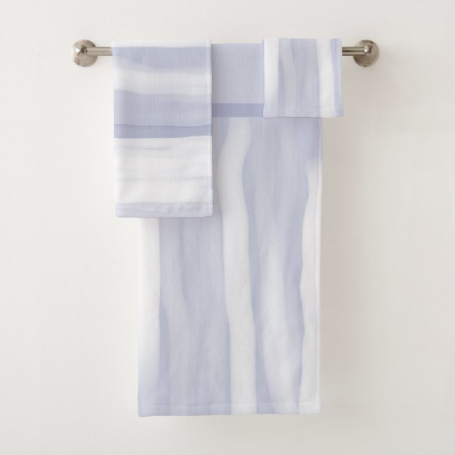 Modern Simple Gray Stripe Bath Towel Set (Insitu)