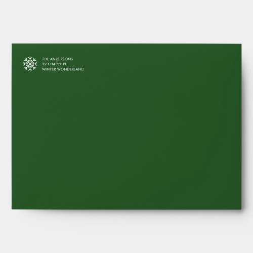 Modern Simple Green Christmas Holiday Snowflake Envelope