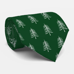 Modern Simple Green Christmas Tree Pattern Neck Tie