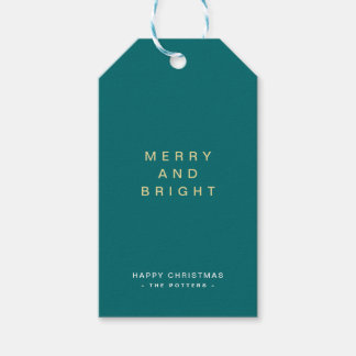 Modern Simple Green & Gold Christmas Gift Tags