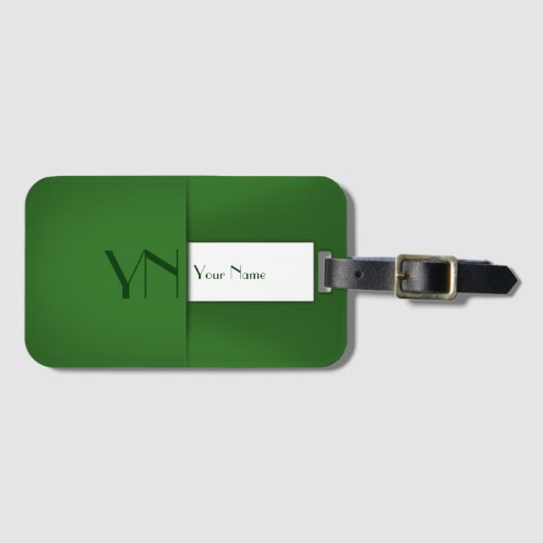 Modern Simple Green Monogram Name Luggage Tag