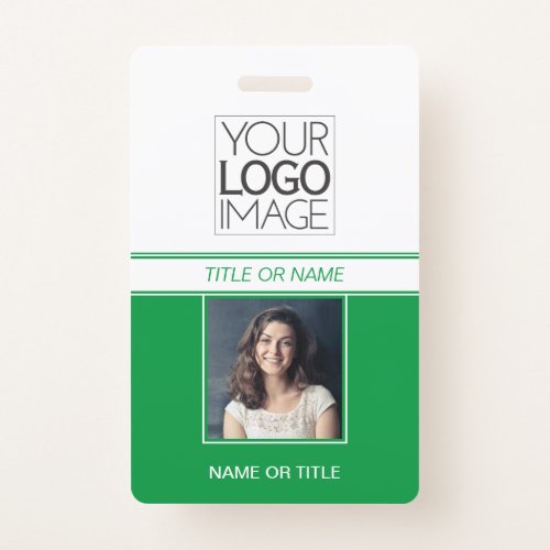 Modern Simple Green Photo Professional Name Tag Badge