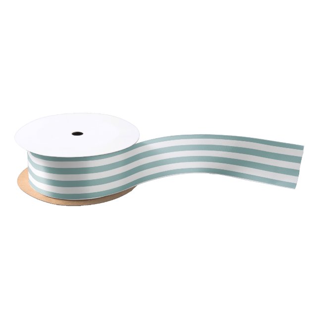 Modern  Simple Green Striped Minimal Chic Elegant Satin Ribbon (Spool)