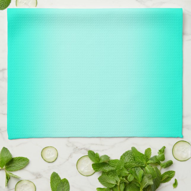 Modern Simple green Turquoise Gradient Color Kitchen Towel (Folded)