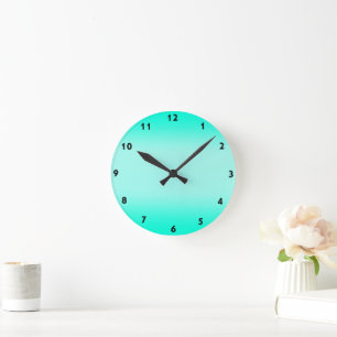 Modern Simple green Turquoise Gradient Color Round Clock