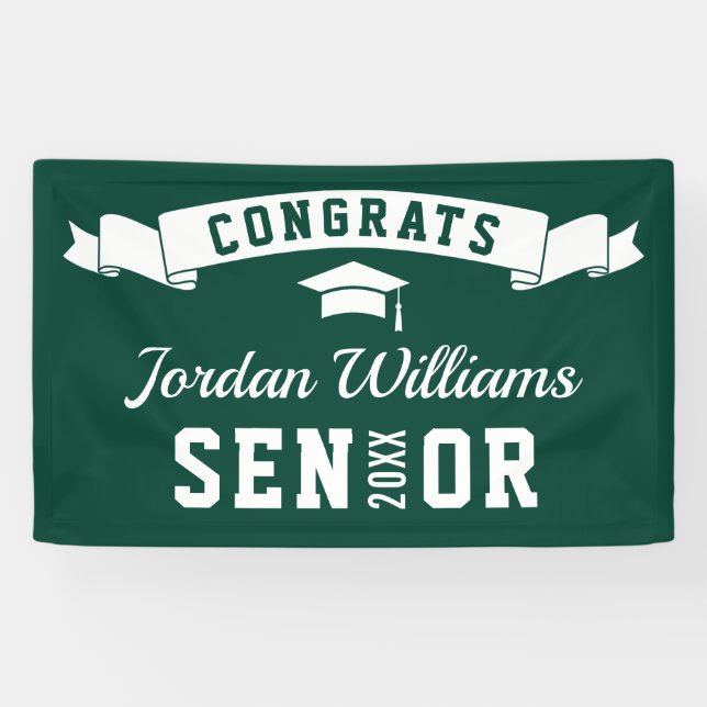 Modern Simple Green White Graduation Party 2026 Banner (Horizontal)