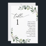 Modern Simple Greenery Wedding Seating Chart Cards<br><div class="desc">Designed to coordinate with our Boho Greenery wedding collection,  this customizable Seating Chart Card Template features mixed watercolor greenery leaves paired with a classy serif in black. Matching items available.</div>