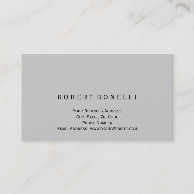 Modern Simple Grey Color Consultant Business Card (Front)