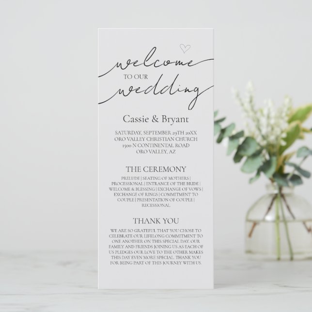 Modern Simple Grey Elegant Wedding Program (Standing Front)