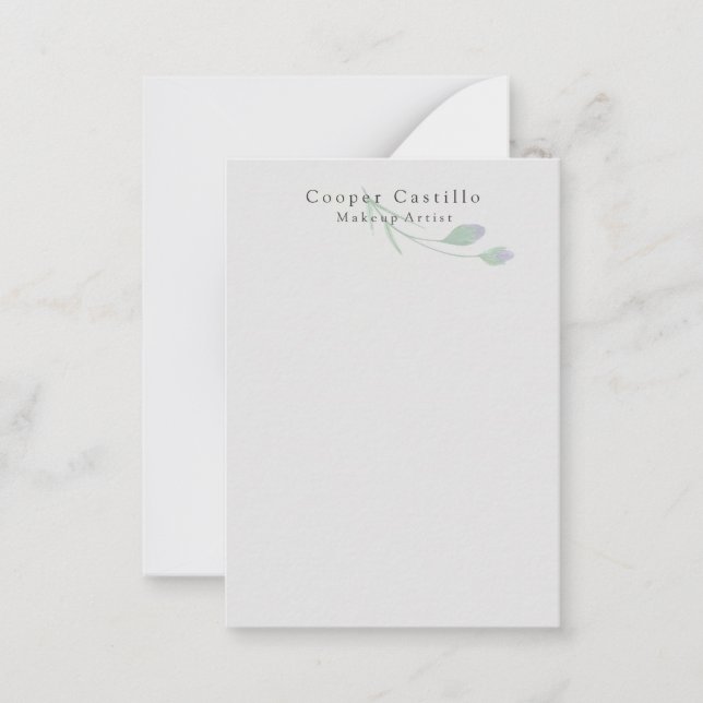 Modern Simple Grey Professional Minimalist Floral Note Card (Front)
