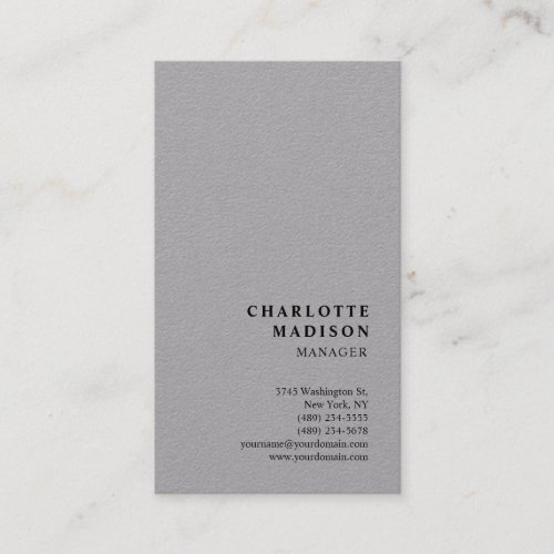 Modern Simple Grey Trendy Minimalist Plain Business Card