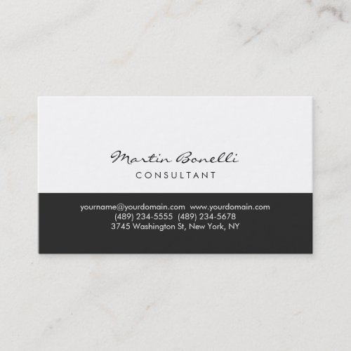 Modern Simple Grey White Consultant Business Card