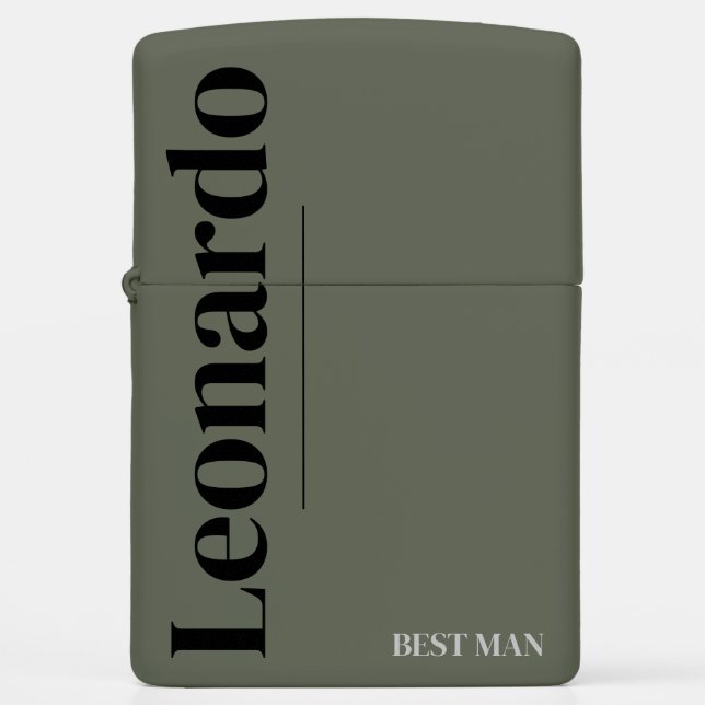 Modern Simple Groomsman Best Man Gifts Custom Name Zippo Lighter (Front)
