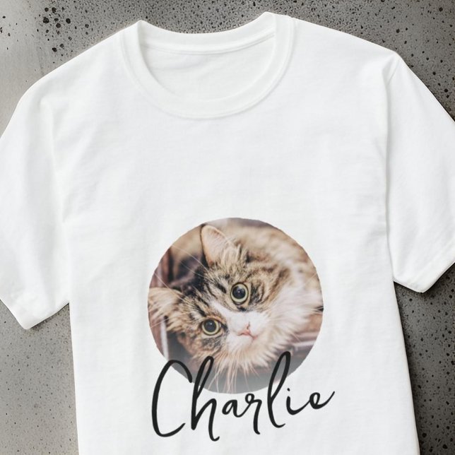Modern Simple Grunge Custom Badge Pet Photo Name T-Shirt (Creator Uploaded)