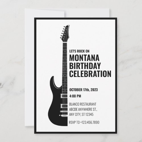 Modern simple guitar  invitation