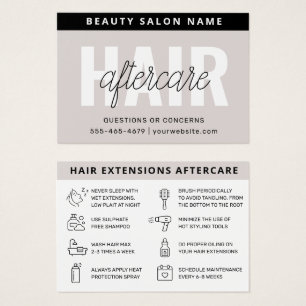 Modern Simple Hair Extensions Aftercare Card