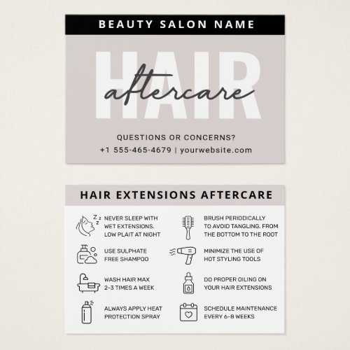 Modern Simple Hair Extensions Aftercare Card