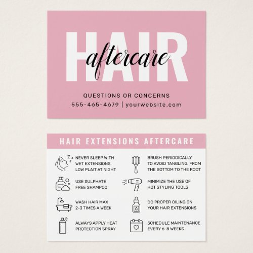 Modern Simple Hair Extensions Aftercare Card