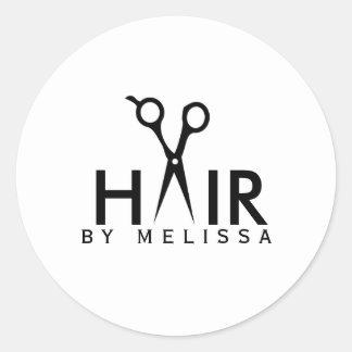 modern simple hairstylist black white classic round sticker